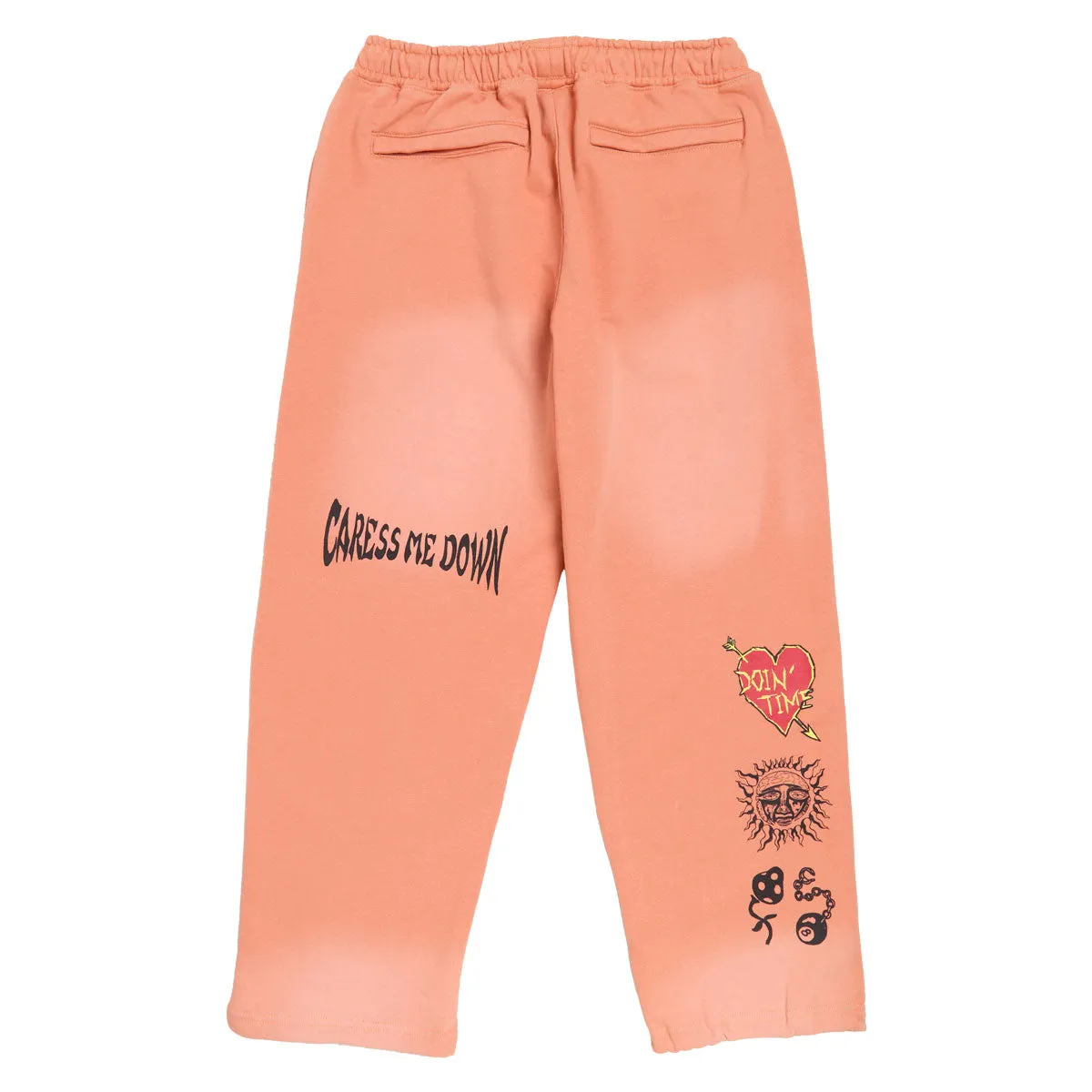 Full Coverage MultiPocketDesign Primitive x Sublime Boardwalk Baggy Sweatpants - Coral