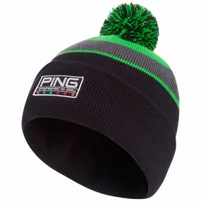 Weekend Style Wrinkle Resistant Ping Colour Code Bobble Hat - Black Multi