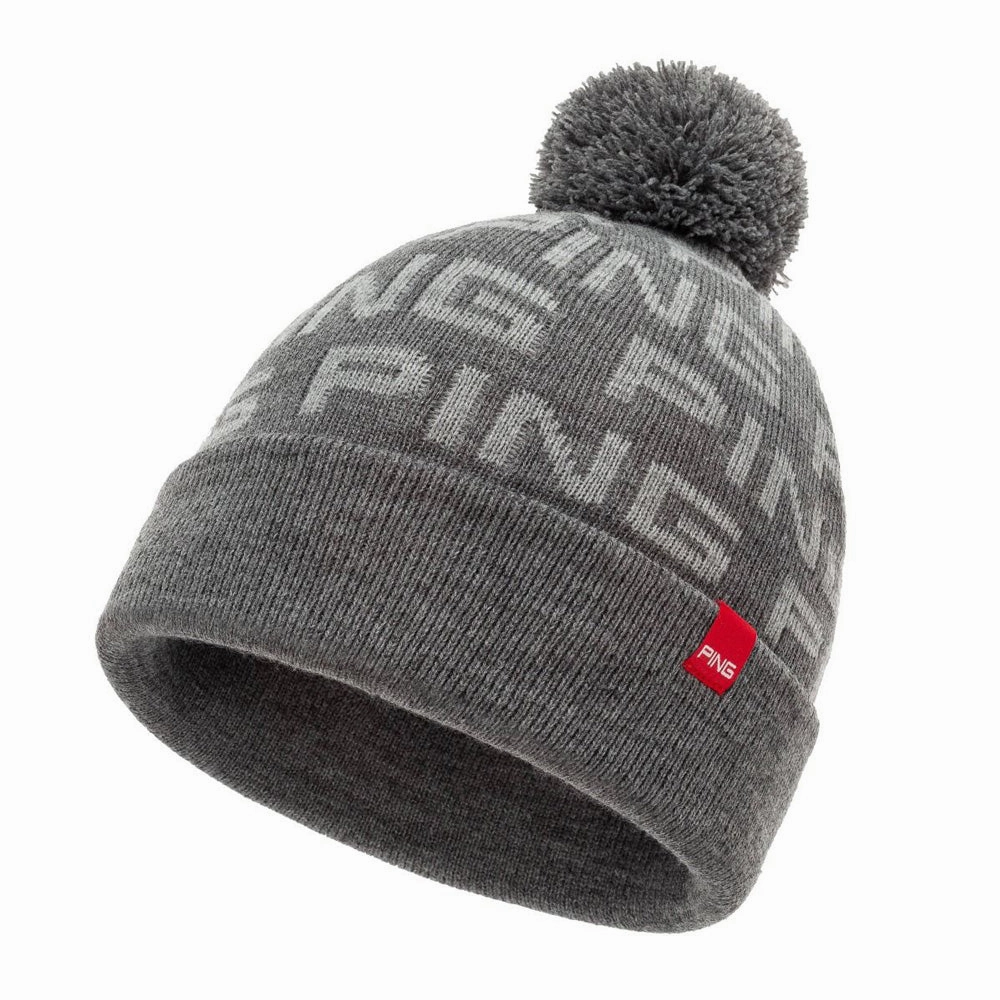 Ping Logo Bobble Hat - Grey/Silver Satin Finish high contrast
