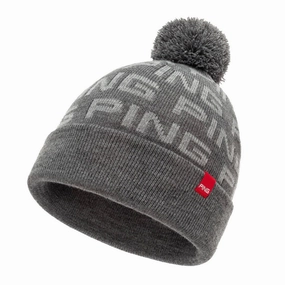 Ping Logo Bobble Hat - Grey/Silver Satin Finish high contrast