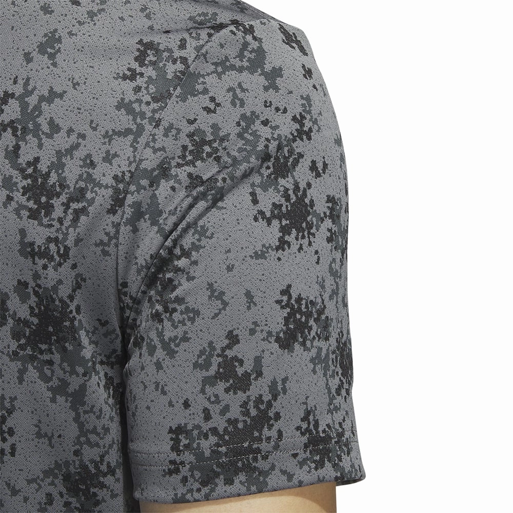 adidas Burst Jacquard Polo Shirt - Black Trendy popularity Organic Cotton Blend