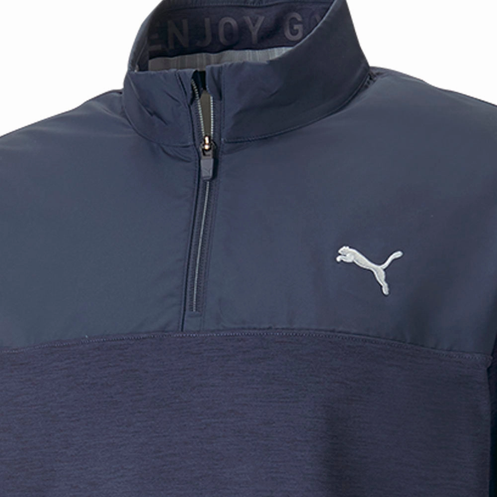 product surfing suitability Cotton Blend Puma Cloudspun Colour Block 1/4 Zip Pullover - Navy Blazer/Navy Blazer Heather