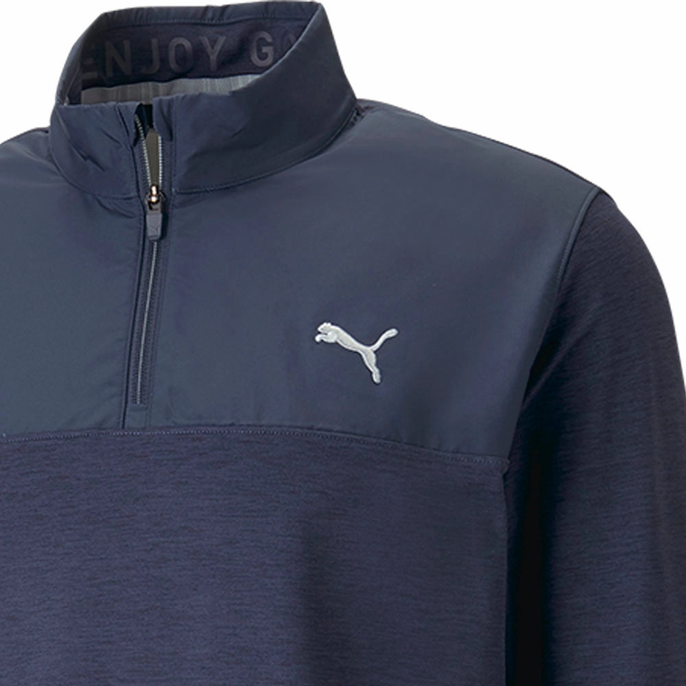 Warm Apparel side pocket Puma Cloudspun Colour Block 1/4 Zip Pullover - Navy Blazer/Navy Blazer Heather