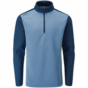 Office Casual Ping Phaser 1/2 Zip Fleece Sweater - Vista Blue/Oxford Blue