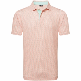 FootJoy Citrus Print Lisle Polo Shirt - Orange/Pistachio Cozy Feel Stretchable Knit