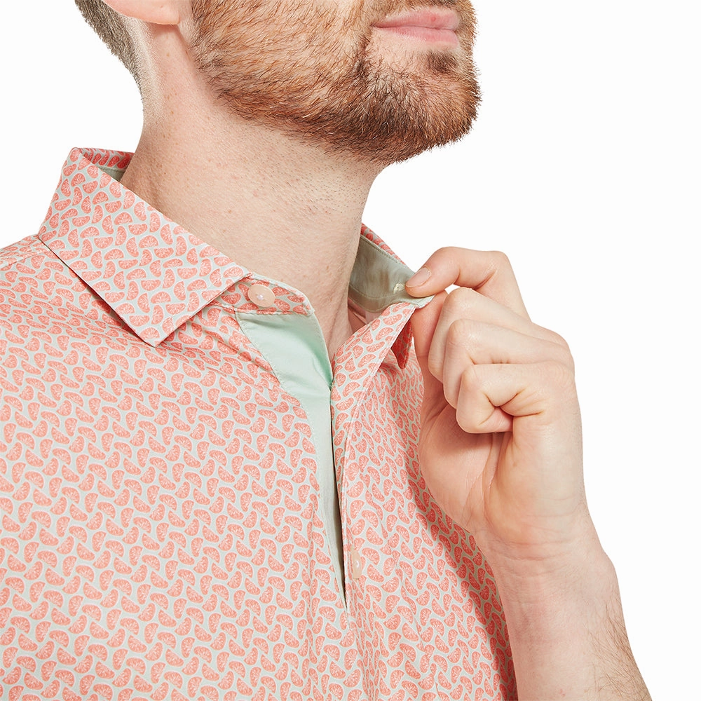 Outdoor Gear FootJoy Citrus Print Lisle Polo Shirt - Orange/Pistachio