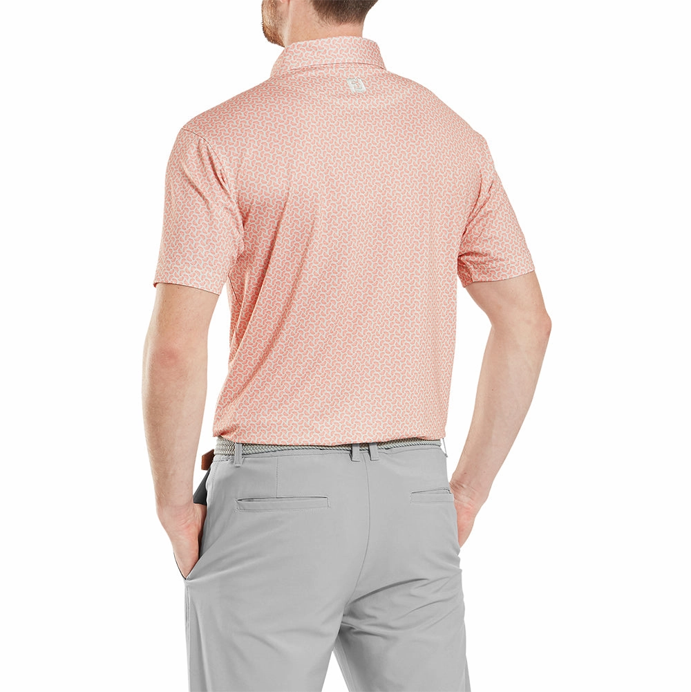 layerable Water Based Ink Print FootJoy Citrus Print Lisle Polo Shirt - Orange/Pistachio