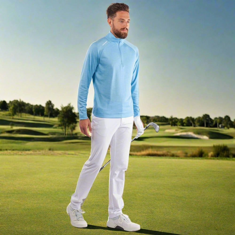 Galvin Green Dion 1/4 Zip Pullover - Alaskan Blue Melange Bright Colors Running Top
