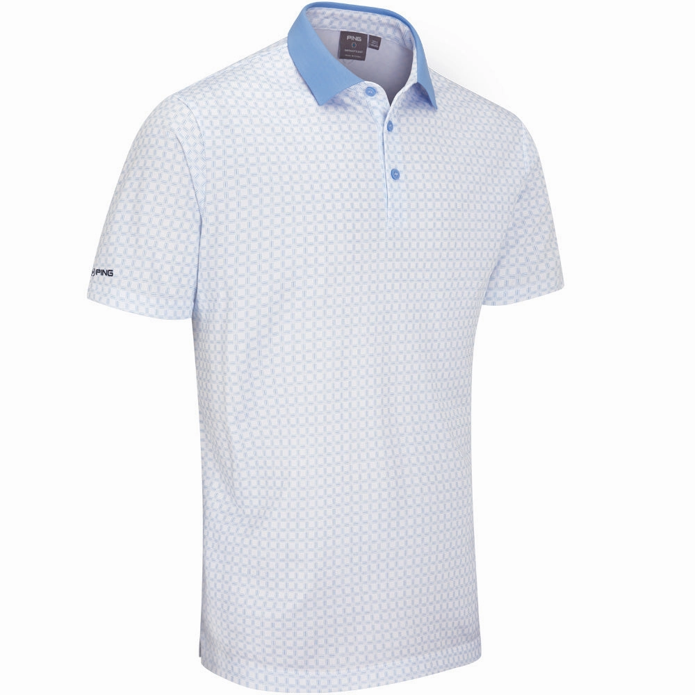 Light and Cozy Ping Jared Polo Shirt - White/Cornflower Blue