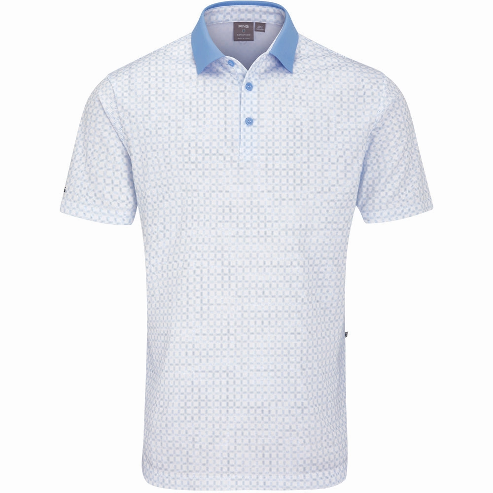 Ping Jared Polo Shirt - White/Cornflower Blue Eco Friendly Production