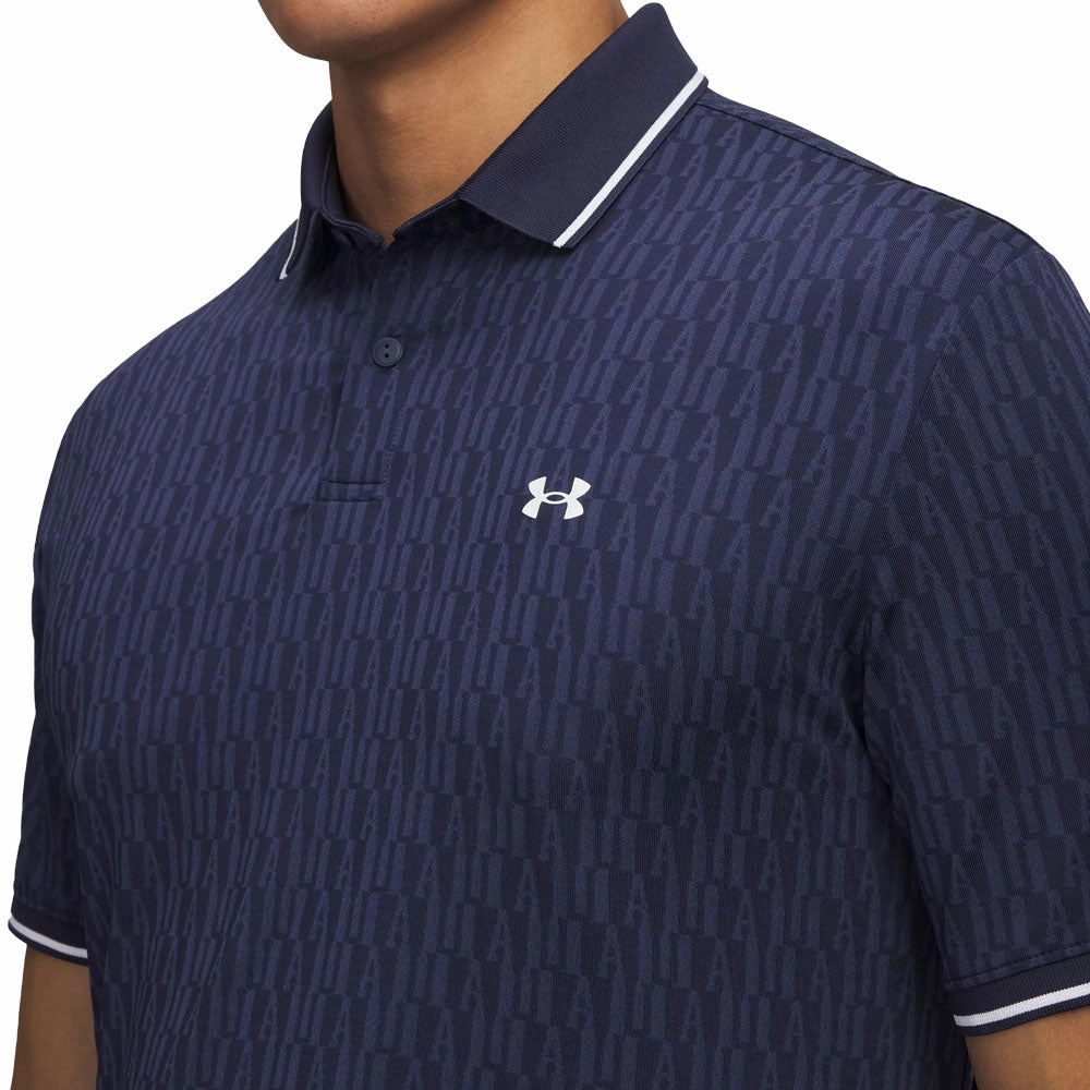Running Speed Under Armour Playoff Sport Jacquard Polo Shirt - Midnight Navy/White