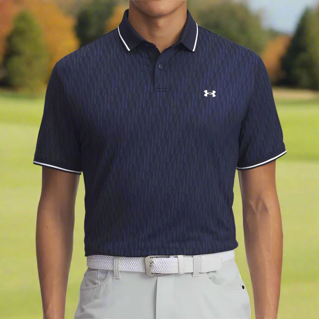 UV resistant Under Armour Playoff Sport Jacquard Polo Shirt - Midnight Navy/White