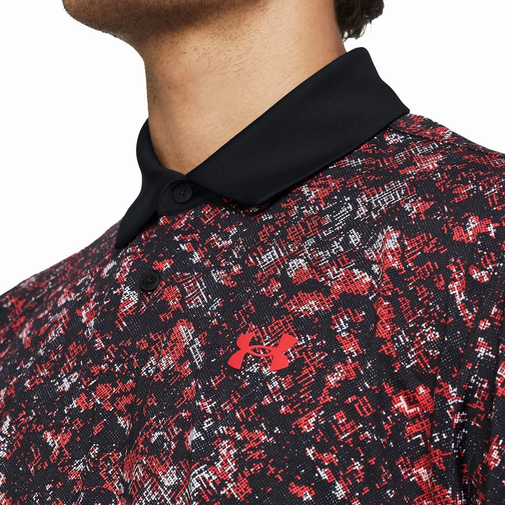 Light and Cozy Street Outfit Under Armour T2G Printed Polo Shirt - Black/Red Solstice/Red Solstice