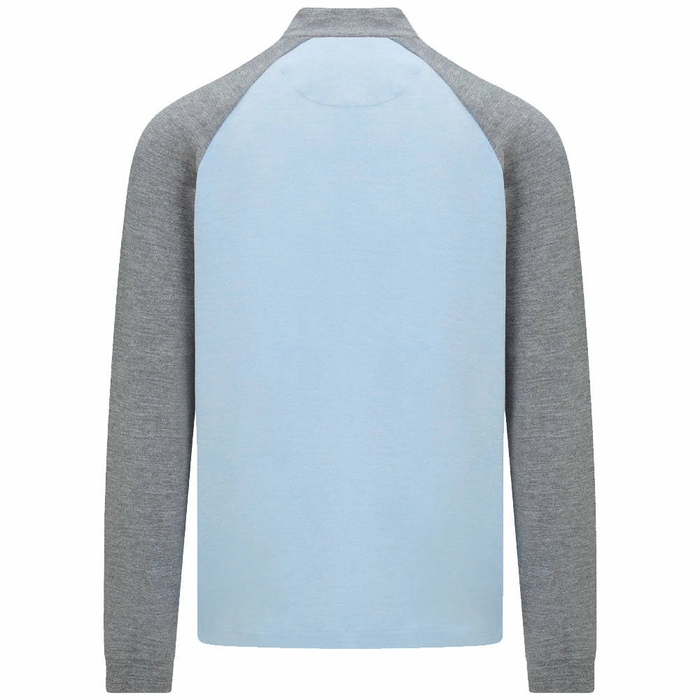 button detail City Fit Original Penguin Lightweight Raglan Block Pullover - Quiet Grey/Heather