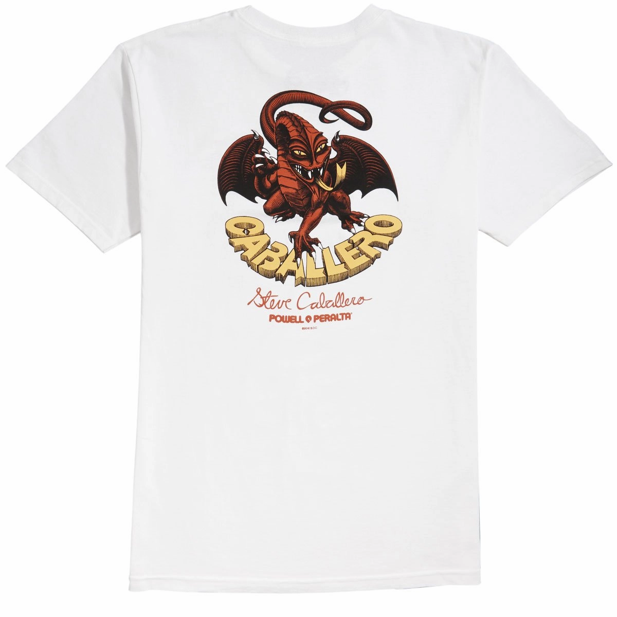 Powell-Peralta Cab Classic Dragon II T-Shirt - White Comfy Layer Wear Standard Body Fit