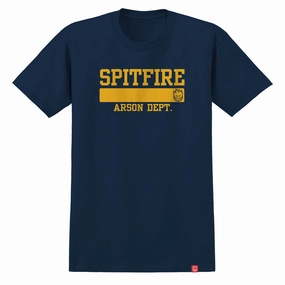 Spitfire Arson Dept. T-Shirt - Navy/Gold Print Light Fit