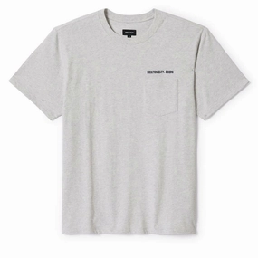 Brixton Emb Heavyweight Pocket T-Shirt - Heather Grey Ash Fun and Relaxed