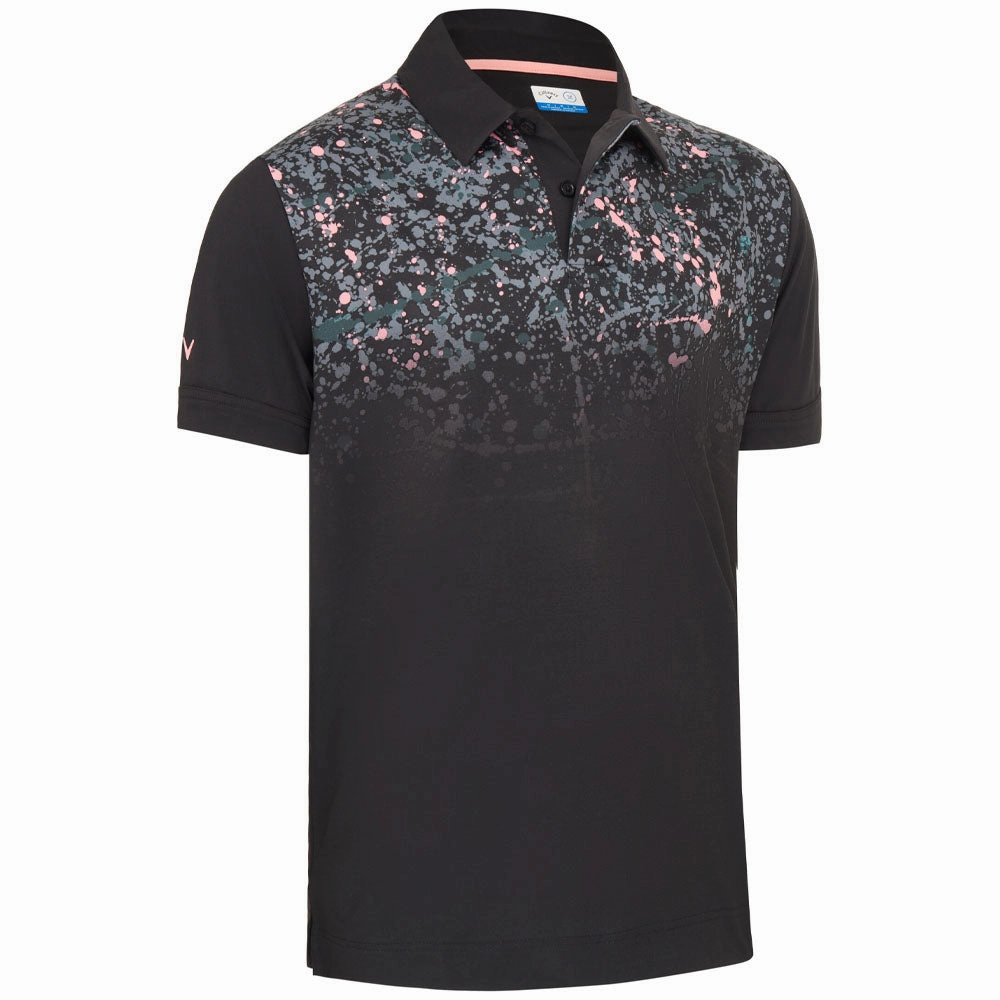 contrast Callaway Splatter Paint Ombre Polo Shirt - Caviar