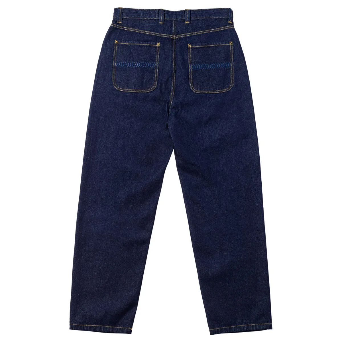 Double Layered Hem Spitfire Bighead Fill Denim Jeans - Dark Wash