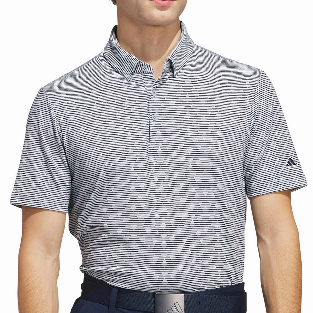 SeamlessSidePanels Preppy adidas Go-To Printed Stripe Polo Shirt - Wonder Blue/Collegiate Navy