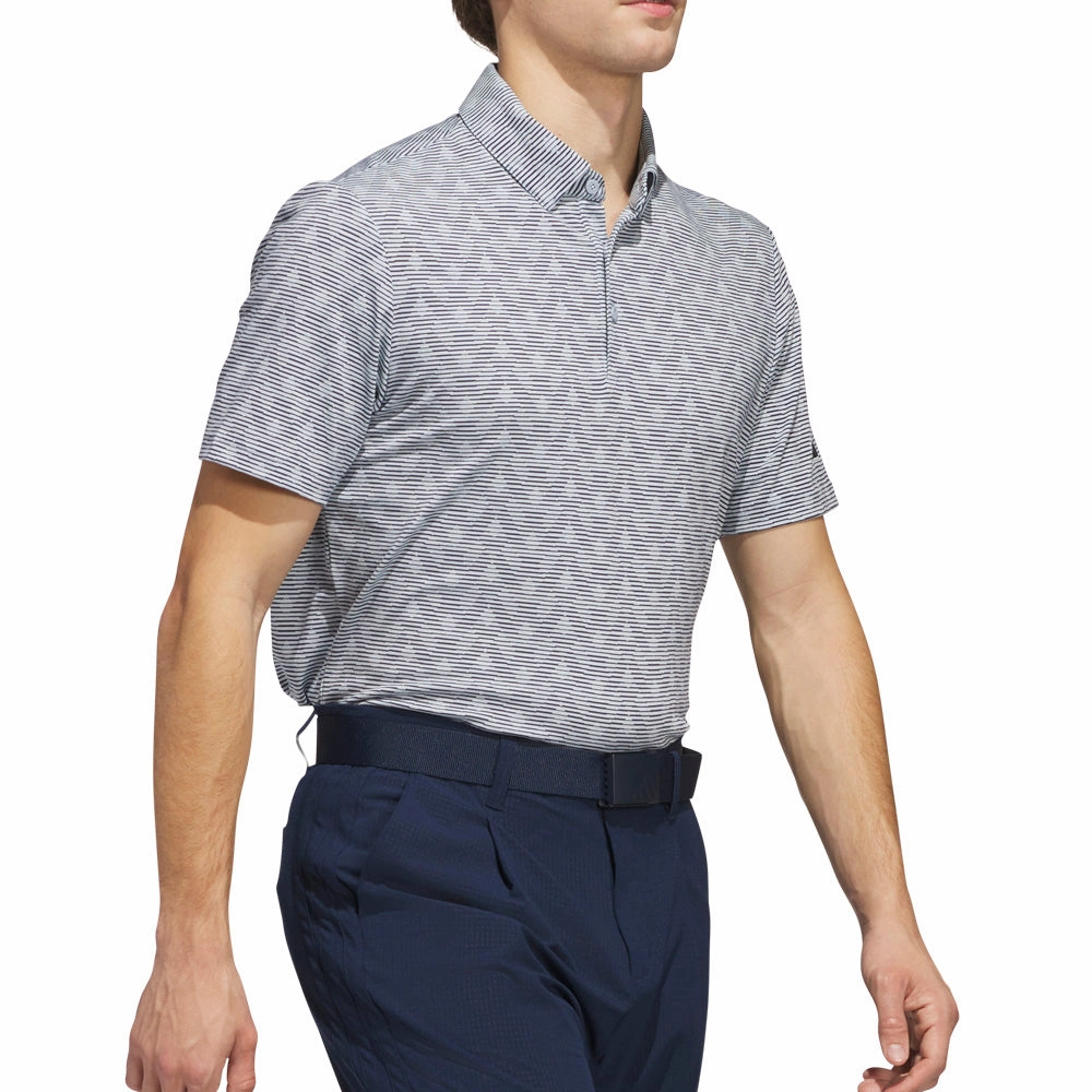 Ethically Sourced Materials adidas Go-To Printed Stripe Polo Shirt - Wonder Blue/Collegiate Navy