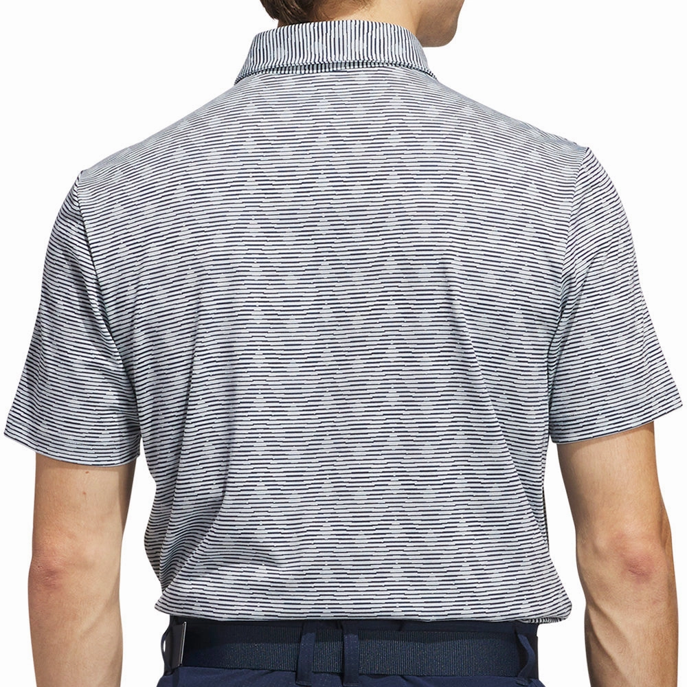 adidas Go-To Printed Stripe Polo Shirt - Wonder Blue/Collegiate Navy Minimal Comfort Fun and Comfortable