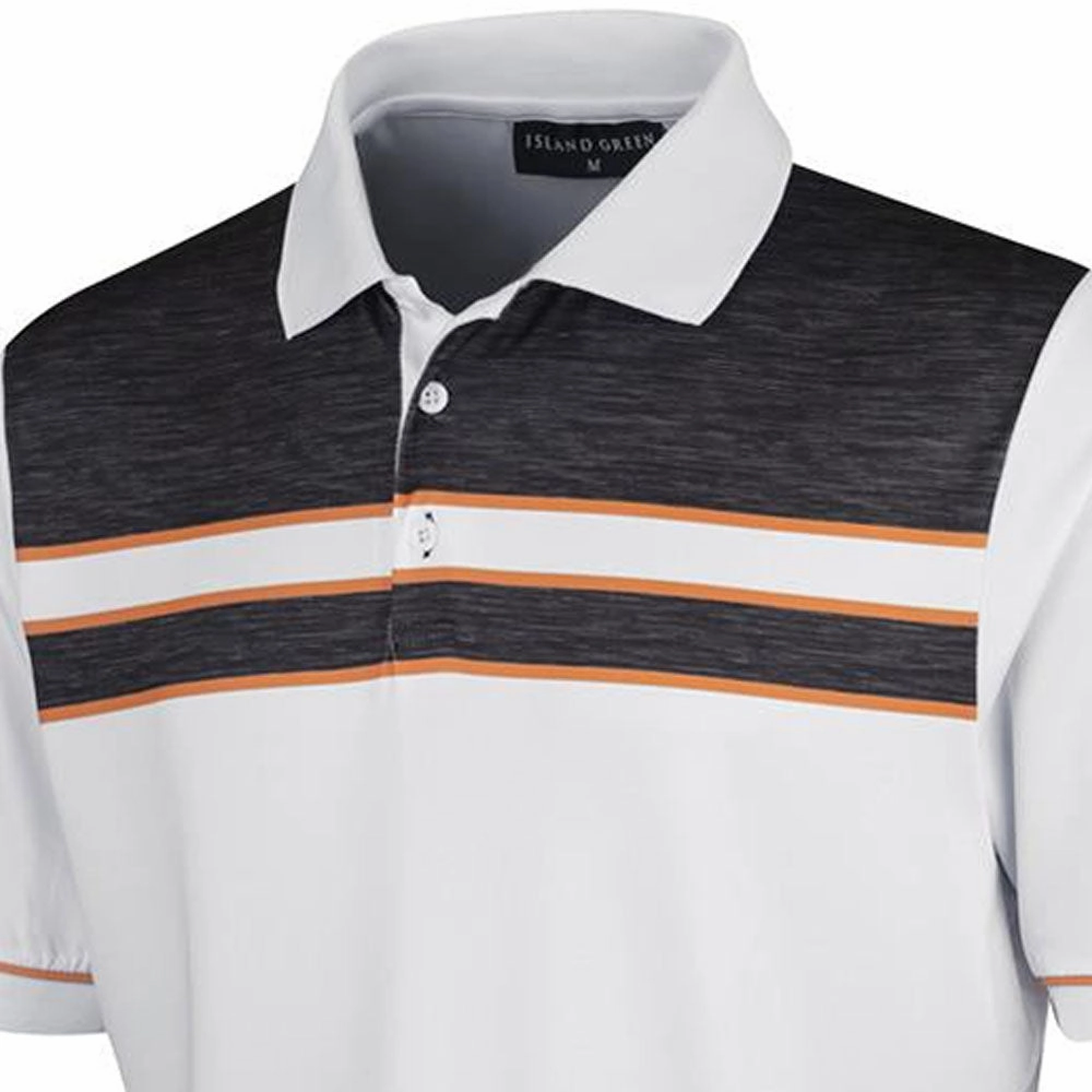 Modern Wear Soft and breathable Island Green Chest Panel Polo Shirt - White