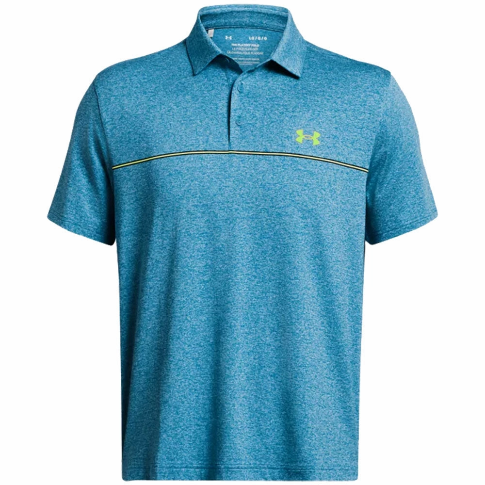 Travel Trend Look Under Armour Playoff 3.0 Stripe Polo Shirt - Capri/High Vis Yellow/Hydro Teal