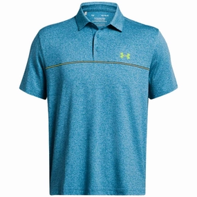 Travel Trend Look Under Armour Playoff 3.0 Stripe Polo Shirt - Capri/High Vis Yellow/Hydro Teal