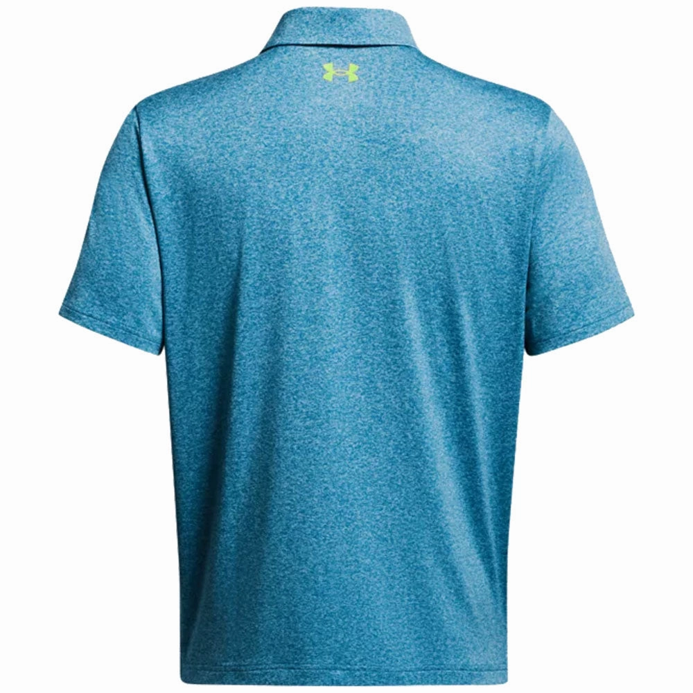 Summer Wardrobe Sleek Fit Under Armour Playoff 3.0 Stripe Polo Shirt - Capri/High Vis Yellow/Hydro Teal