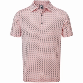FootJoy Dolphins Print Lisle Polo Shirt - Quartz Pink/Graphite Cool and Comfortable Embroidered