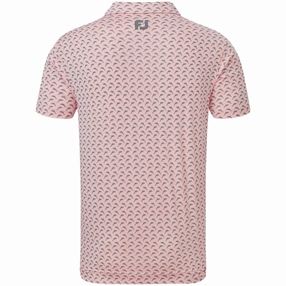 Oversized Fit FootJoy Dolphins Print Lisle Polo Shirt - Quartz Pink/Graphite