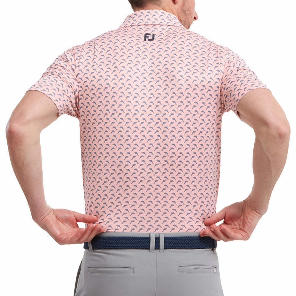 Neutral Color FootJoy Dolphins Print Lisle Polo Shirt - Quartz Pink/Graphite