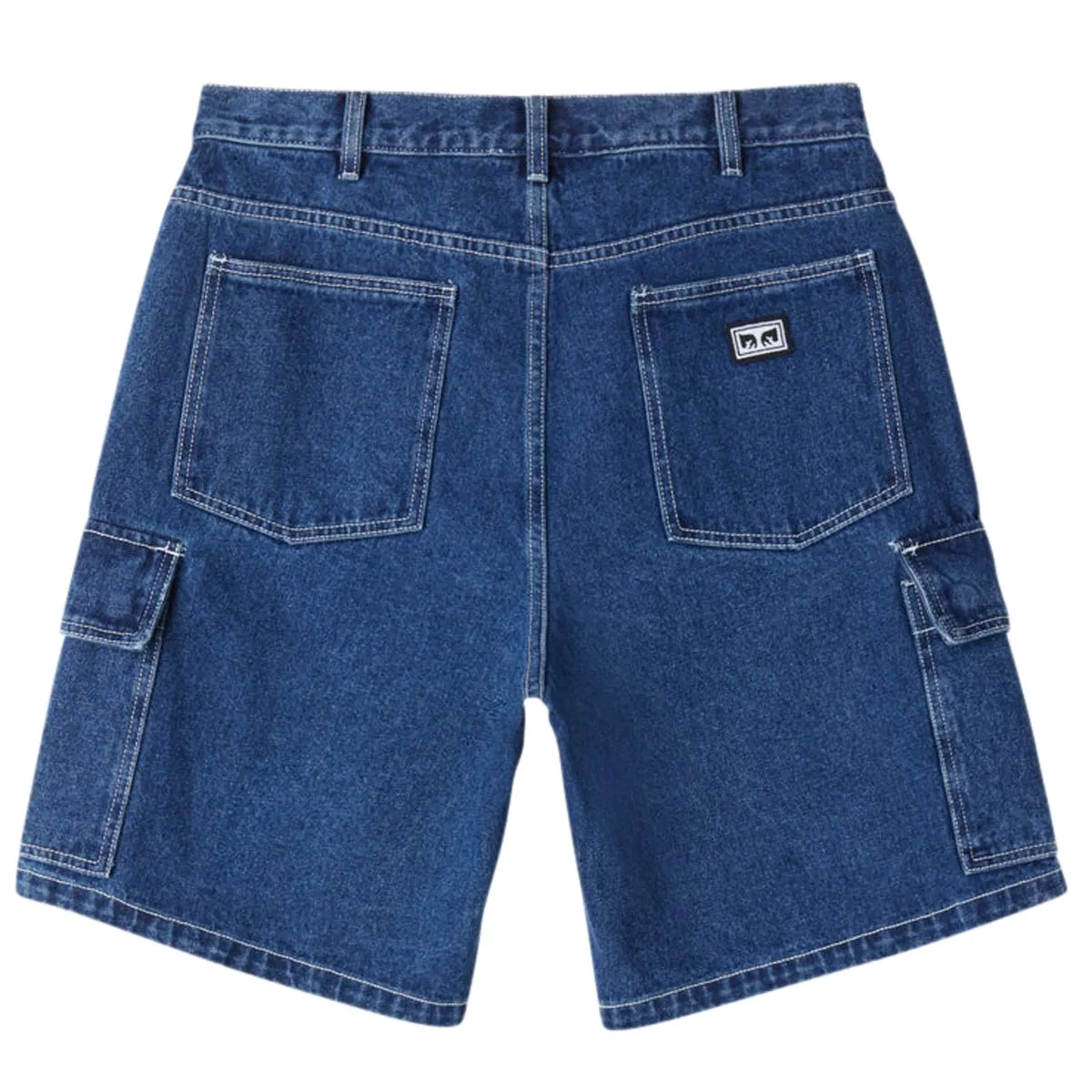 Obey Bigwig Baggy Denim Cargo Shorts - Stone Wash Indigo Sports use