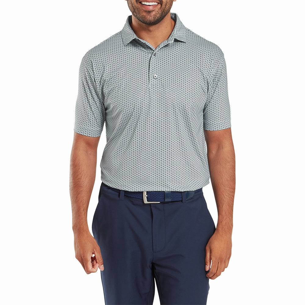 timeless FootJoy Houndstooth Geo Lisle Polo Shirt - Grey