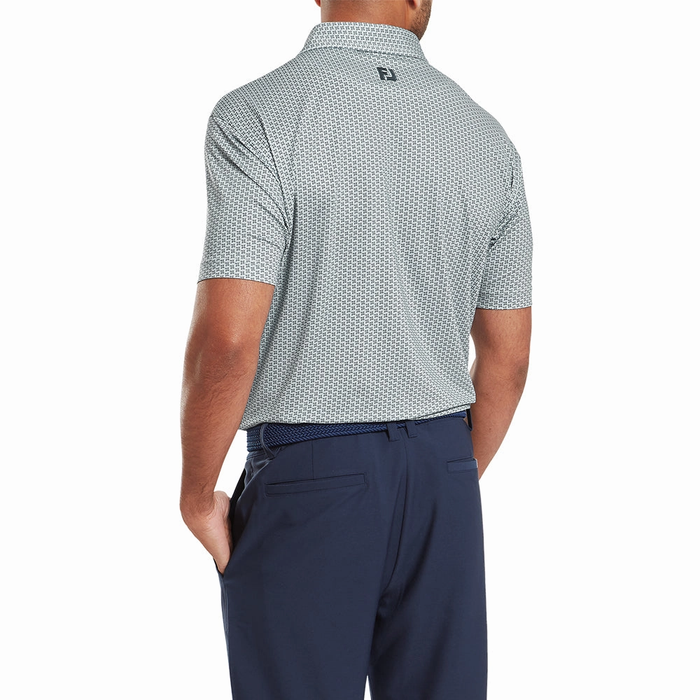 FootJoy Houndstooth Geo Lisle Polo Shirt - Grey Running Gear