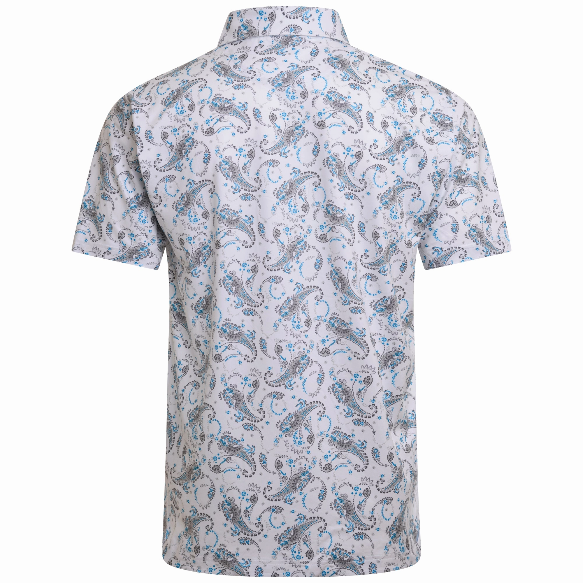 Soft Feel Comfort and Fit Puma Cloudspun Paisley Polo Shirt - White Glow/Zen Blue