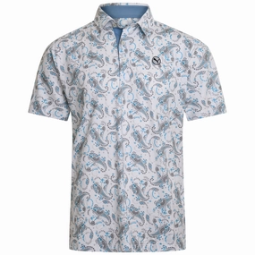 Puma Cloudspun Paisley Polo Shirt - White Glow/Zen Blue Eco Certified Fiber