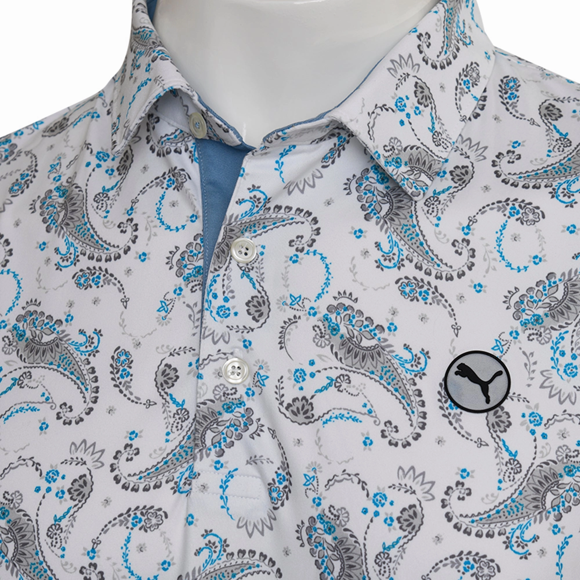 LightweightBlend Chilly Wear Puma Cloudspun Paisley Polo Shirt - White Glow/Zen Blue