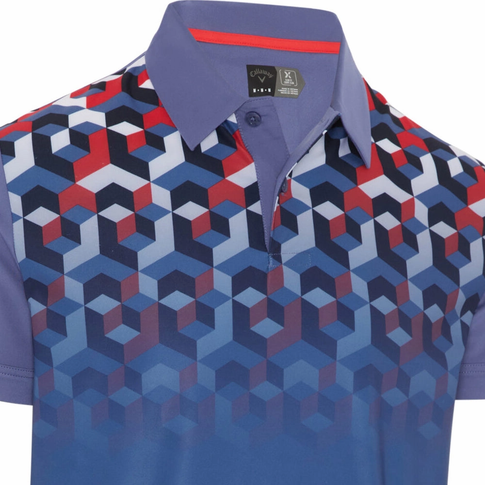 Callaway Ombre 3D Chev Geo Polo Shirt - Bijou Blue Smart Wear Travel convenience