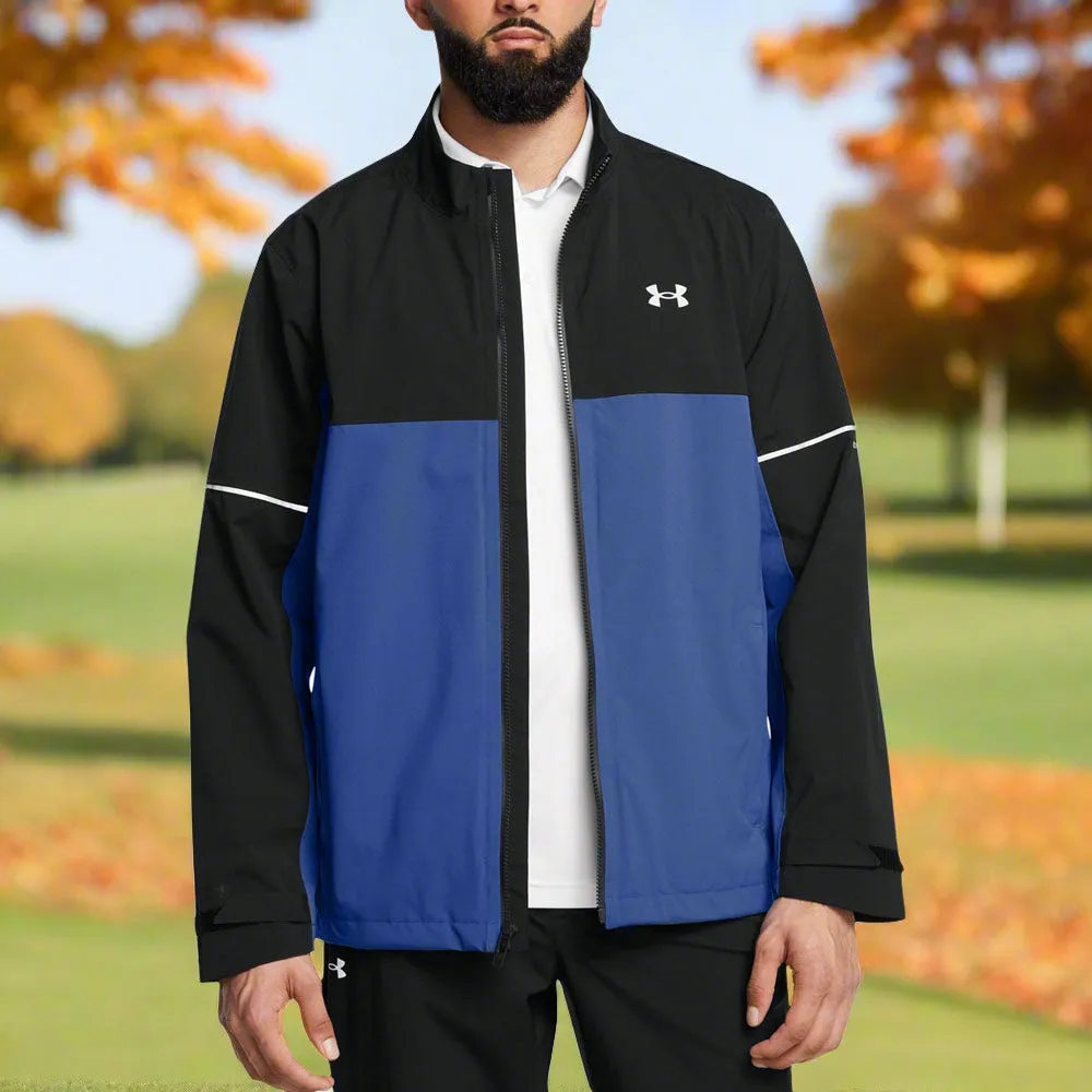 Under Armour Drive Rain Waterproof Jacket - Black/Tech Blue Eco Certified Textile DualLayer Weave