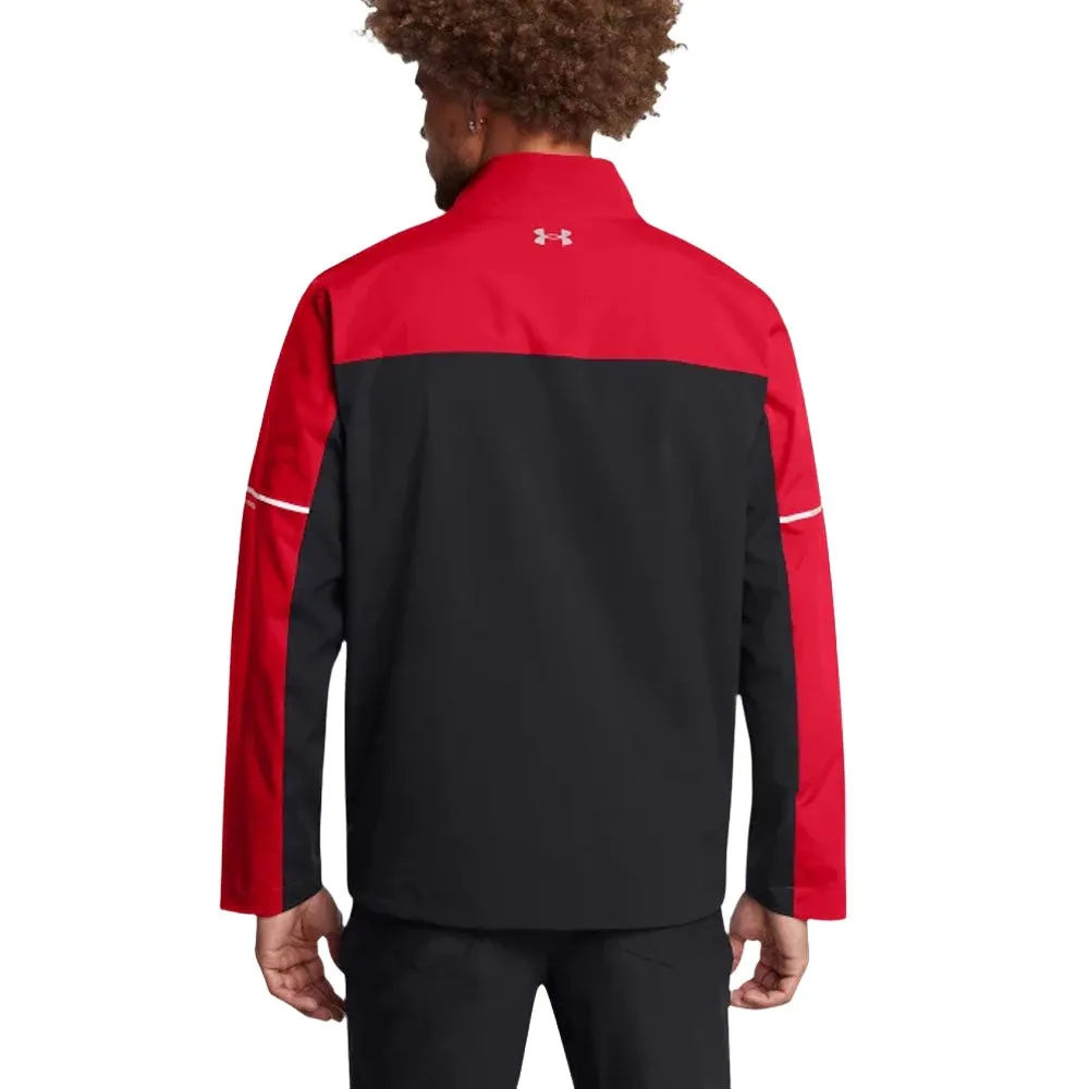 Under Armour Drive Rain Waterproof Jacket - Red/Black stand neck