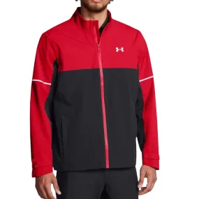 Mid Length Cut Under Armour Drive Rain Waterproof Jacket - Red/Black