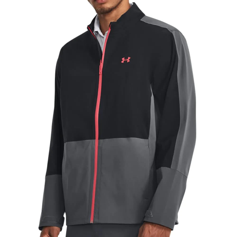 Flexible Hem Adjustment Double Stitch Reinforcement Under Armour Stormproof 3.0 Waterproof Jacket - Black/Pitch Grey