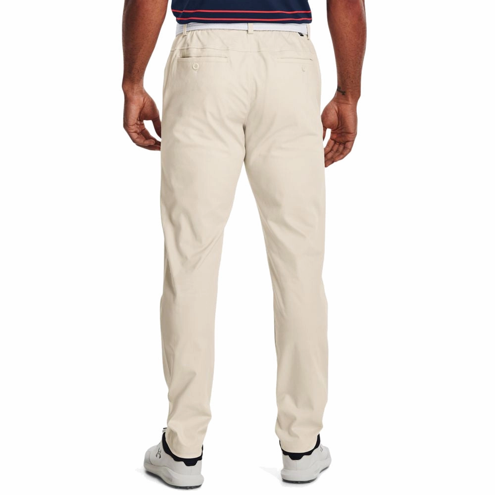 Non Restrictive Fit Gripper Waistband Under Armour Chino Tapered Trousers - White