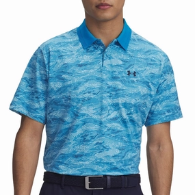 Under Armour Drive Chill Printed Polo Shirt - Ether Blue/Stream/Midnight Navy Heat Transfer Printing
