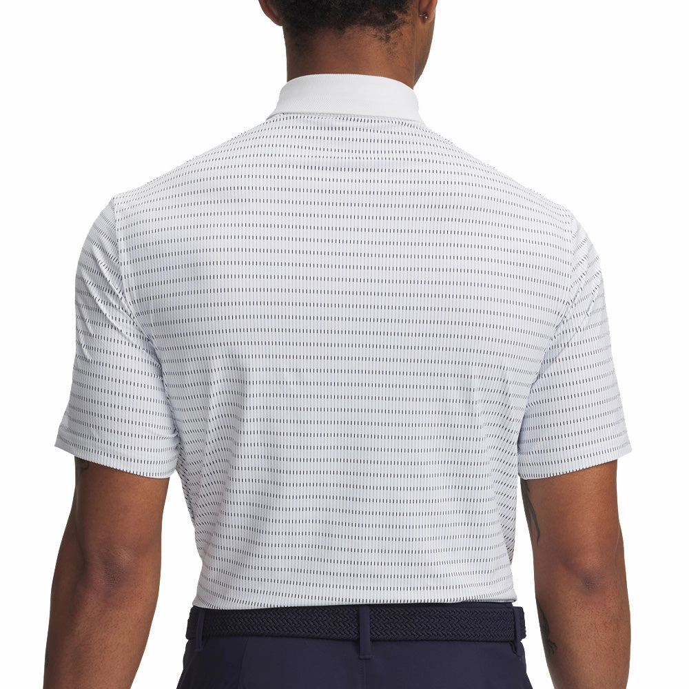 Daily Style Trend Under Armour Drive Chill Printed Polo Shirt - White/Blue Calm/Midnight Navy