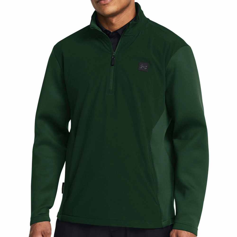 Under Armour Drive Pro Storm Hybrid 1/2 Zip Sweater - Forest Green good for yoga Zip-up