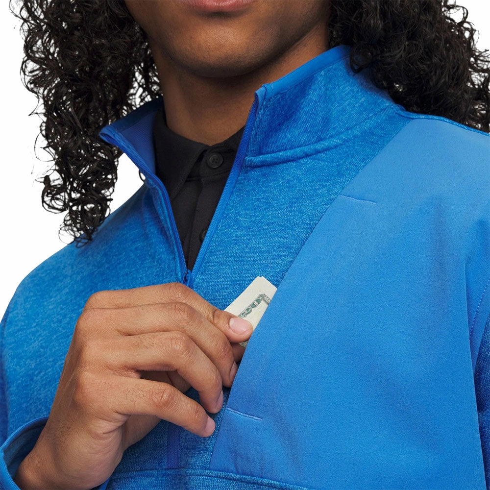 product embroidery artistry Under Armour Drive Sweaterfleece 1/2 Zip Pullover - Blue Atlantis/Viral Blue/Blue Atlantis