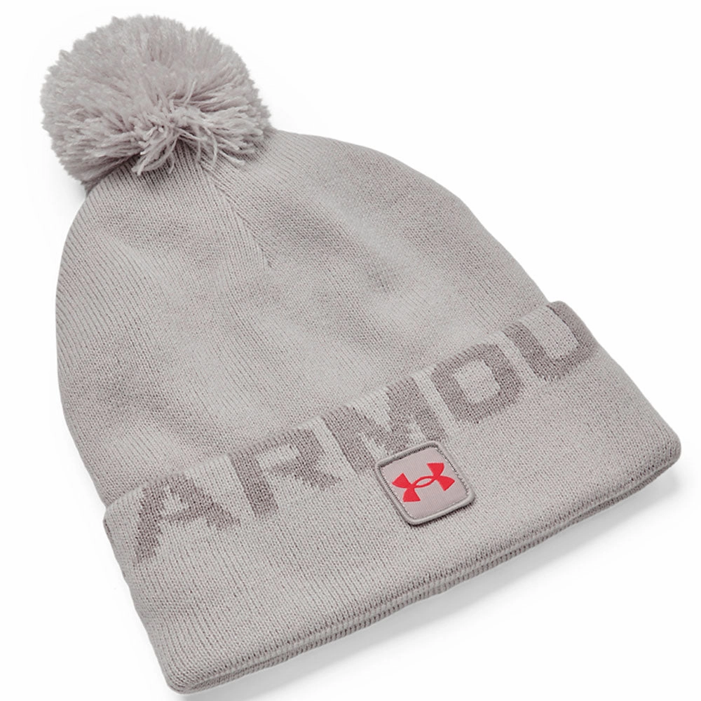 Under Armour Halftime Fleece Pom Beanie Hat - Ghost Gray Simple Fit Park Stroll